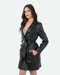 Women's Black Leather Coat – Viviana Bis | Leather Trend