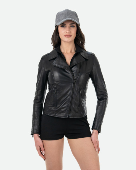 Chiodo in Pelle da Donna Nero - Violetta | Leather Trend