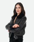 Bomber in Pelle e Montone Donna Nero - Livia | Leather Trend