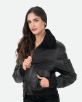 Bomber in Pelle e Montone Donna Nero - Livia | Leather Trend