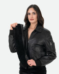 Bomber in Pelle e Montone Donna Nero - Livia | Leather Trend