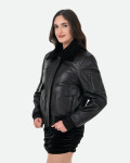 Bomber in Pelle e Montone Donna Nero - Livia | Leather Trend