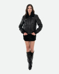 Bomber in Pelle e Montone Donna Nero - Livia | Leather Trend