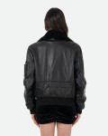 Bomber in Pelle e Montone Donna Nero - Livia | Leather Trend