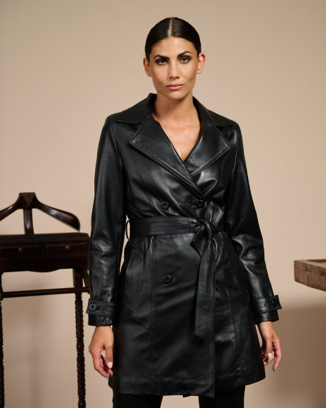 Women's Black Leather Coat – Viviana | Leather Trend 2