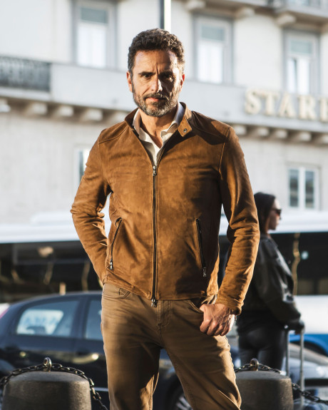 Giacca in Camoscio da Uomo Miele - U010 | Leather Trend 2