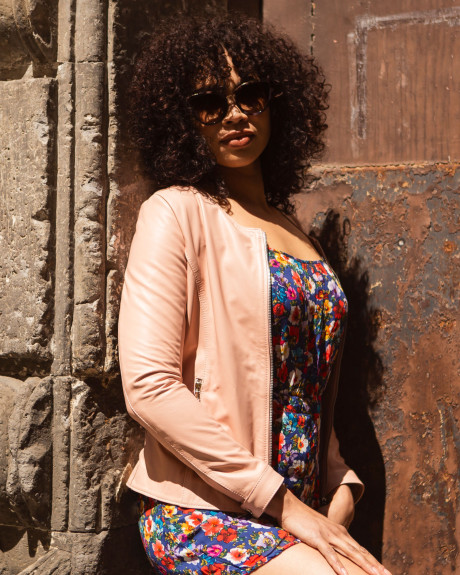 Giacca Donna Rosa in Pelle – Viola | Leather Trend 2