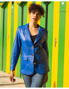 Giacca in Pelle da Donna Blu Elettrico - Clarissa | Leather Trend