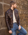 Biker in Pelle da Uomo Testa di Moro - Attila | Leather Trend