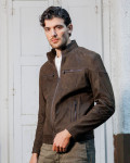 Biker in Pelle Nabuk da Uomo - Attila | Leather Trend