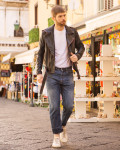Chiodo Tre Tasche Uomo in Pelle Asportata - Armando | Leather Trend