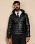 Men's Black Leather Down Jacket - Rio | Leather Trend