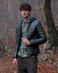 Men's Green Leather Down Jacket - Rio | Leather Trend
