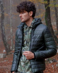 Men's Green Leather Down Jacket - Rio | Leather Trend