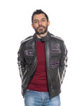 Men's Dark Gray Leather Biker Jacket – Axel | Leather Trend