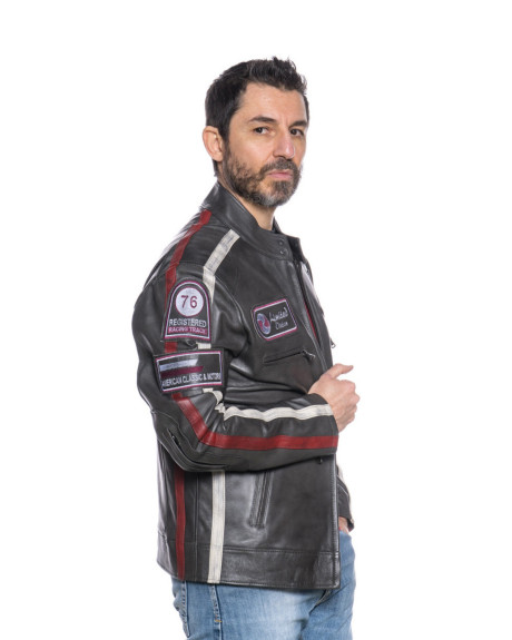 Biker in Pelle da Uomo Grgio Scuro – Axel | Leather Trend 2