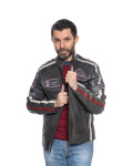 Men's Dark Gray Leather Biker Jacket – Axel | Leather Trend