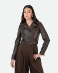 Women's Dark Brown Leather Perfecto - Chiodino Bis | Leather Trend