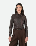 Women's Dark Brown Leather Perfecto - Chiodino Bis | Leather Trend