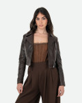 Women's Dark Brown Leather Perfecto - Chiodino Bis | Leather Trend