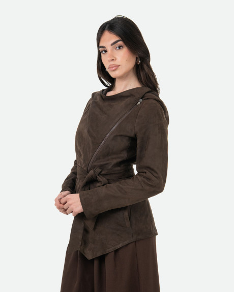 Giacca Donna Testa di Moro in Pelle Nabuk - Colima | Leather Trend 2