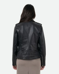 Women's black leather perfecto jacket – Emma | Leather Trend