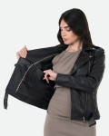 Women's black leather perfecto jacket – Emma | Leather Trend