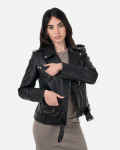 Women's black leather perfecto jacket – Emma | Leather Trend