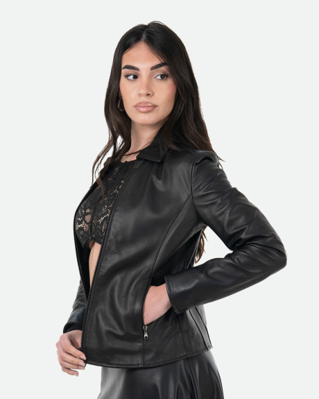 Women's Black Leather Jacket - Eva | Leather Trend 2