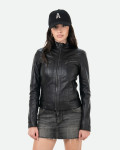 Women’s Black Leather Biker Jacket - Kelly | Leather Trend