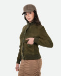Women's Dark Green Suede Bomber Jacket – Polo Bis | Leather Trend