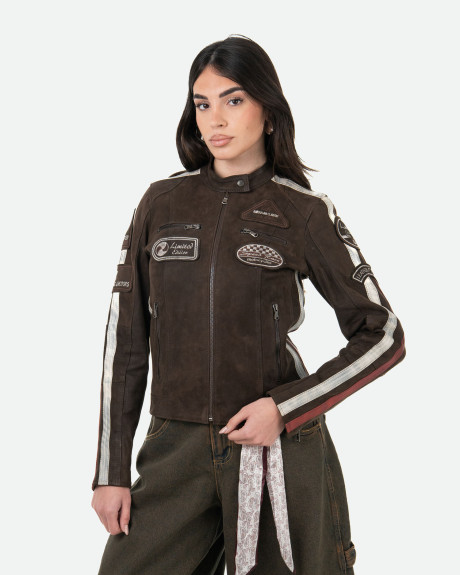 Biker in Nabuk Testa di Moro – Raven | Leather Trend