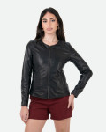 Giacca Donna Nera in Pelle – Viola | Leather Trend