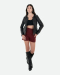 Giacca Donna Nera in Pelle – Viola | Leather Trend