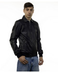 Men's Black Leather Bomber Jacket - Positano | Leather Trend