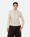 Giacca in Pelle Donna Beige - Zara | Leather Trend