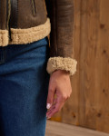 Women's shearling perfecto jacket - Rebecca | Leather Trend