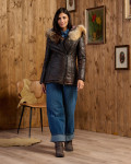 Ivette - Women's Dark Brown Down Jacket | Leather Trend
