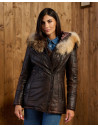 Ivette - Women's Dark Brown Down Jacket | Leather Trend