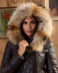 Ivette - Women's Dark Brown Down Jacket | Leather Trend
