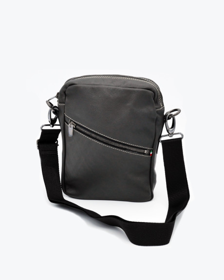 Borsa a tracolla uomo grigia – Portofino | Leather Trend