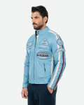 Men's Light Blue Leather Biker Jacket – Axel | Leather Trend
