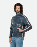 Men's Blue Leather Biker Jacket – Axel | Leather Trend
