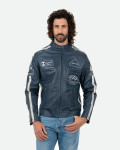 Men's Blue Leather Biker Jacket – Axel | Leather Trend