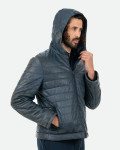 Piumino in pelle da uomo blu - Rio | Leather Trend