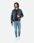 Bomber in Pelle da Uomo Blu - Dante | Leather Trend