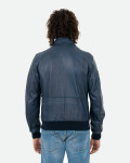 Bomber in Pelle da Uomo Blu - Dante | Leather Trend