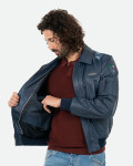 Bomber in Pelle da Uomo Blu - Dante | Leather Trend