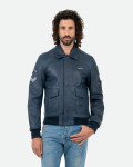 Bomber in Pelle da Uomo Blu - Dante | Leather Trend
