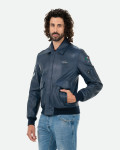 Men's Blue Leather Bomber Jacket - Dante | Leather Trend